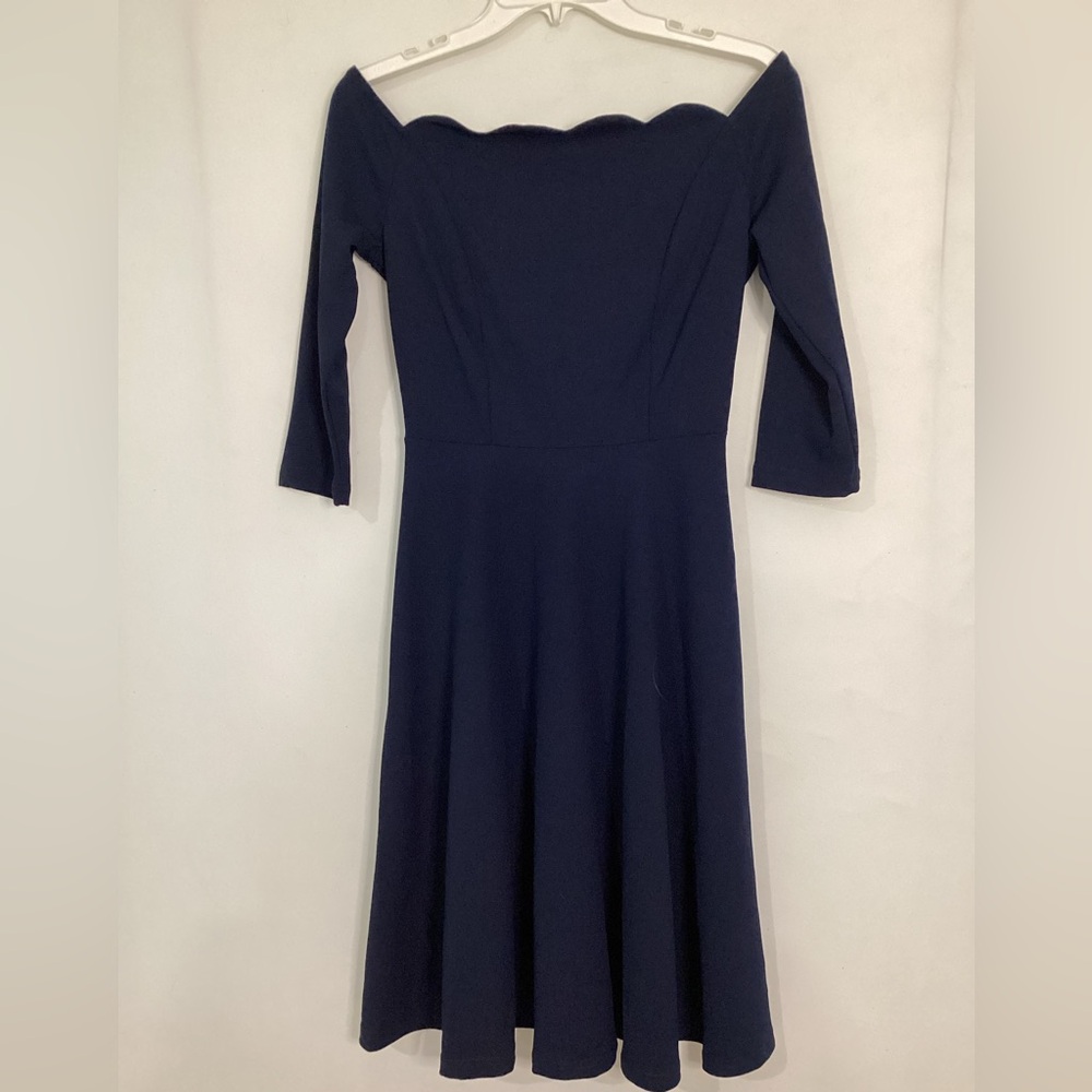 NWT Missmay Elegant Navy Blue Dress Scalloped Neckline Sz Small